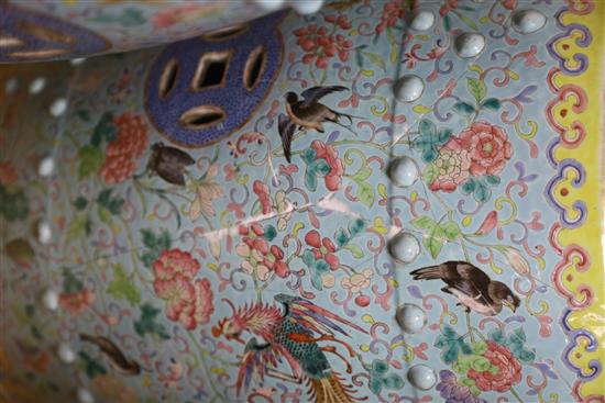 A pair of 19th century Chinese famille rose enamelled garden seats (a.f.)